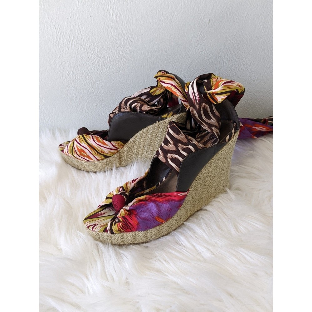 A.N.A Diane Wedge Leg Wrap Sandals Sz 8